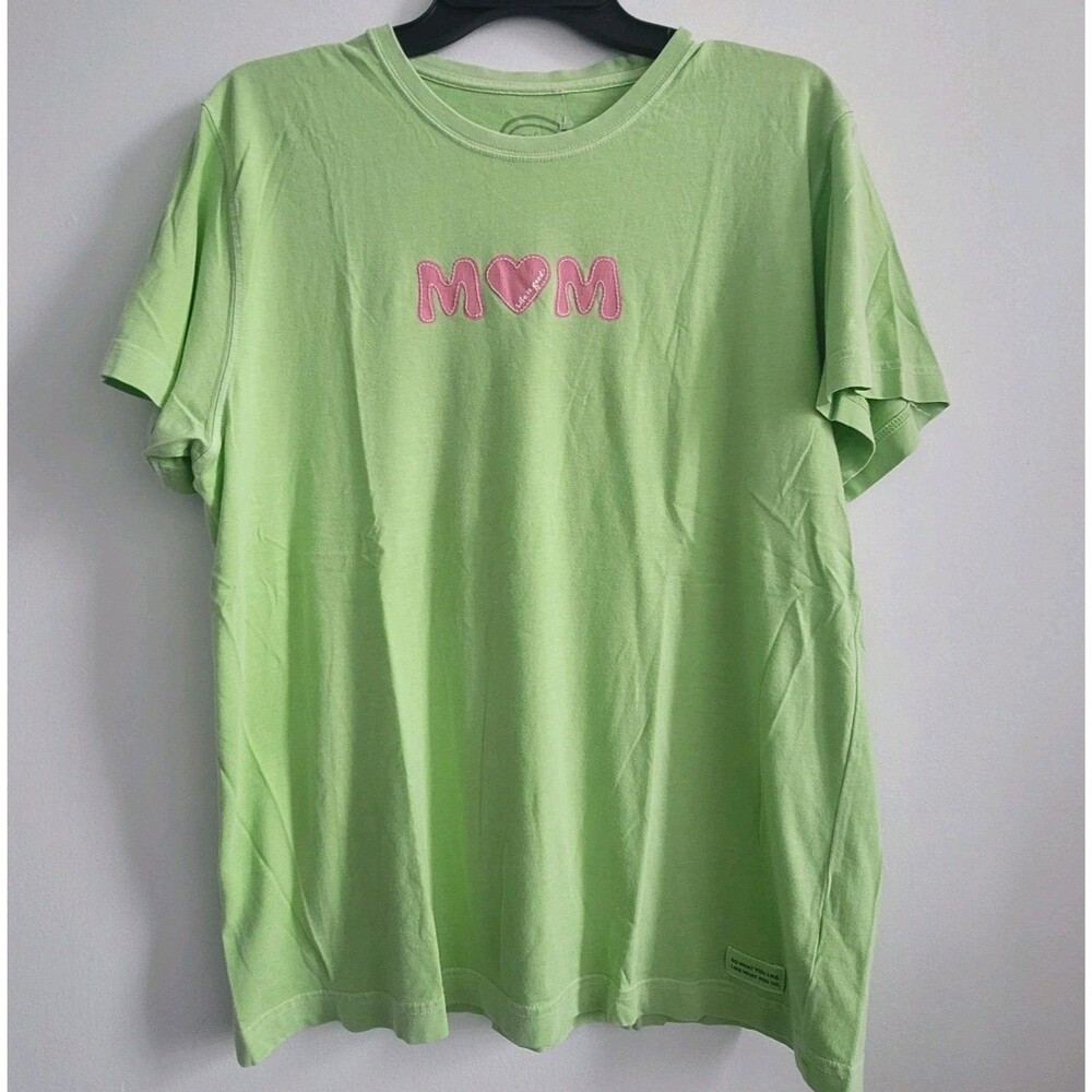 NWOT Life is good MOM Size L Green Crew Neck Short Sleeve TEE